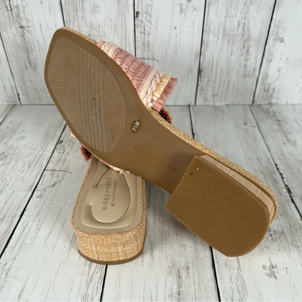 Easy Spirit Graciela Raffia Block Heel Comfort Slide Sandal 9.5 NEW